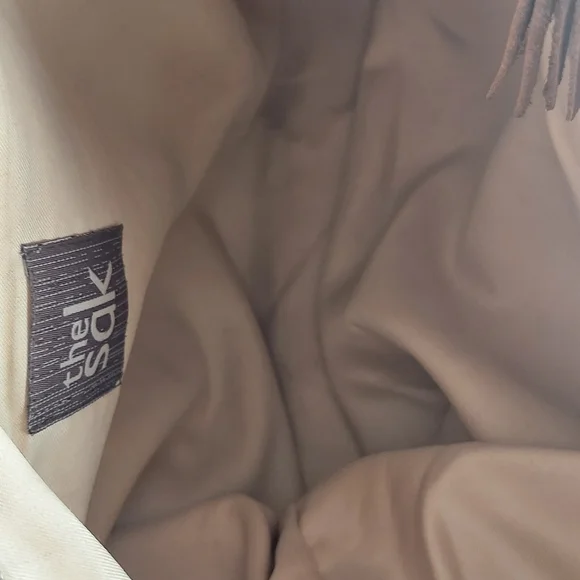 The Sak Tan Crocheted Stitch Purse Handbag Two Shoulder Straps Tan Lining - Picture 4 of 9